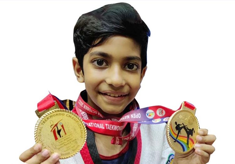 Advik of CMS bags two gold medals in National Taekwondo Championship